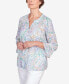Фото #5 товара Petite Classic Pastels Paisley Flutter Sleeve Button Front Top