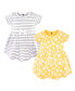 ფოტო #2 პროდუქტის Baby Girls Cotton Short-Sleeve Dresses 2pk, Yellow Daisy