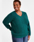 Фото #1 товара Plus Size Cable Knit Sweater, Created for Macy's