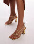 Фото #3 товара Topshop Wide Fit Gracy strappy block heeled sandals in gold