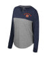 ფოტო #2 პროდუქტის Women's Heather Gray, Navy Distressed Auburn Tigers Jelly of the Month Oversized Tri-Blend Long Sleeve T-shirt