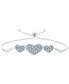 ფოტო #1 პროდუქტის Diamond Three Heart Bolo Bracelet (1/6 ct. t.w.) in Sterling Silver