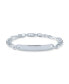 Bar Name Plated identification ID Bracelet For Men 6.5 MM Figaro Chain Link 250 Gauge .925 Sterling Silver Made In Italy 8 Inch