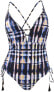 Фото #1 товара Lucky Brand 263627 Women's Plunge Front One Piece Swimsuit Size Large