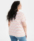 Фото #2 товара Plus Size Printed Short-Sleeve Henley Top, Created for Macy's
