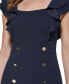 Фото #4 товара Petite Square-Neck Double-Ruffle-Sleeve Fit & Flare Dress