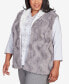 Plus Size Point of View Reversible Collared Faux Fur Vest