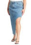 Фото #1 товара Plus Size High Low Asym Hem Denim Skirt