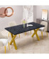 Фото #9 товара 70.87" Modern Square Dining Table With Printed Marble Tabletop+ X-Shaped Table Leg
