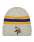 Фото #1 товара Men's Cream Minnesota Vikings Team Stripe Cuffed Knit Hat