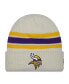 Men's Cream Minnesota Vikings Team Stripe Cuffed Knit Hat