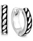 ფოტო #1 პროდუქტის EFFY® Men's Antique-Look Huggie Hoop Earrings in Sterling Silver, 3/4"