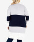 ფოტო #2 პროდუქტის Plus Size Keelyn Colorblock Cardigan Sweater