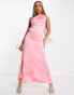 TFNC Bridesmaid one shoulder maxi dress in bubblegum pink