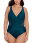 Фото #1 товара Plus Size Allover-Slimming Crossover One-Piece Swimsuit