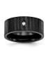 Stainless Steel Brushed Black IP-plated CZ 9mm Flat Band Ring