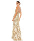 ფოტო #3 პროდუქტის Women's Sequined Sleeveless Plunge Neck Trumpet Gown