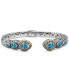 London Blue Topaz & Bali Ubud Cuff Bracelet in Sterling Silver and 18K Gold