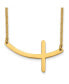 Yellow IP-plated Curved Sideways Cross Cable Chain Necklace