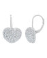 Silver Plated Brass Cubic Zirconia Puffed Heart Shaped Drop Earrings