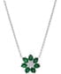 Emerald (1-1/20 ct. t.w.) & Diamond (1/20 ct. t.w.) Flower 16" Pendant Necklace in 14k White Gold (Also in Sapphire)