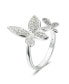 Фото #2 товара Silver Plated Cubic Zirconia Butterfly Adjustable Ring