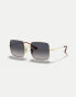 Фото #1 товара Ray-Ban square 1971 classic square polarised sunglasses in gold with blue lens in gold