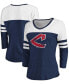 Фото #1 товара Women's Heathered Navy, White Cleveland Indians Two-Toned Distressed Cooperstown Collection Tri-Blend 3/4 Sleeve V-Neck T-shirt