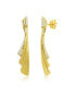 Gold Plated Over Sterling Silver Irregular Shaped Brushed CZ Earrings