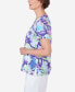 Women's Pleated Neck Floral Short Sleeve Tee