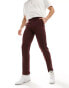 Фото #3 товара ASOS DESIGN slim fit wool mix suit trousers in burgundy twill