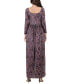 Фото #2 товара Women's Floral Long Sleeve Pleated Maxi Dress