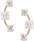 Cubic Zirconia 3-Stone Ear Climber Earrings in 14k Yellow, White, or Rose Gold