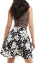 Фото #5 товара Wednesday's Girl floral print flippy mini skirt in black and cream