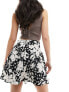 Wednesday's Girl floral print flippy mini skirt in black and cream