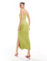 Фото #4 товара Bershka slinky bandeau maxi dress in pistachio