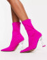 Фото #4 товара ASOS DESIGN Enterprise heeled sock boots in pink with clear heel