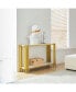 Фото #2 товара Modern Black/Gold Console Table with Faux Marble Top