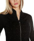 ფოტო #2 პროდუქტის Black Label Women’s Rhinestone-Zip Embellished Cardigan Sweater