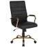 Фото #4 товара High Back Black Leather Executive Swivel Chair With Gold Frame And Arms