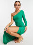 Vesper one long shoulder maxi dress with thigh split in green
