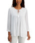 Plus Size Beaded-Neck Gauze Top, Created for Macy's