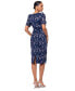 ფოტო #2 პროდუქტის Petite 3D-Flower Short-Sleeve Sheath Dress