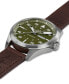ფოტო #2 პროდუქტის Men's Swiss Automatic Khaki Aviation Day Date Brown Leather Strap Watch 42mm