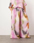 ASOS EDITION Curve super wide leg drawstring waist co-ord in bold watercolour