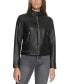 Фото #6 товара Faux-Leather Latch Collar Lined Moto Racer Jacket