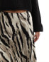 Фото #4 товара Pieces satin midi skirt in light brown zebra print