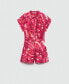 Фото #3 товара Women's Printed Shirt Jumpsuit Shorts