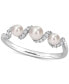 ფოტო #1 პროდუქტის Cultured Freshwater Pearl (3-4mm) & Diamond (1/10 ct. t.w.) Swirl Ring in 14k White Gold
