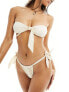 Miss Selfridge mix and match tie side bikini bottom in cream 40 - фото #7